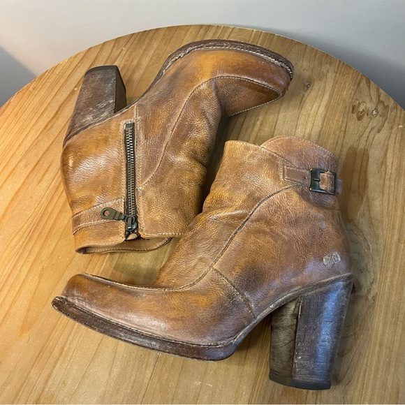 Bed Stu Cobbler Collection Isla Tan Rustic Leather Booties Size 8 - Picture 9 of 13